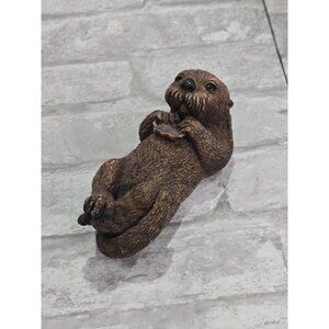 Vintage 1985‎ Stone Critters Otter Clam Shell 5" Ceramic Figurine SC-081